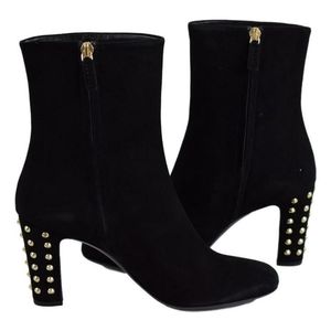 Gucci Black and gold studded heeled booties